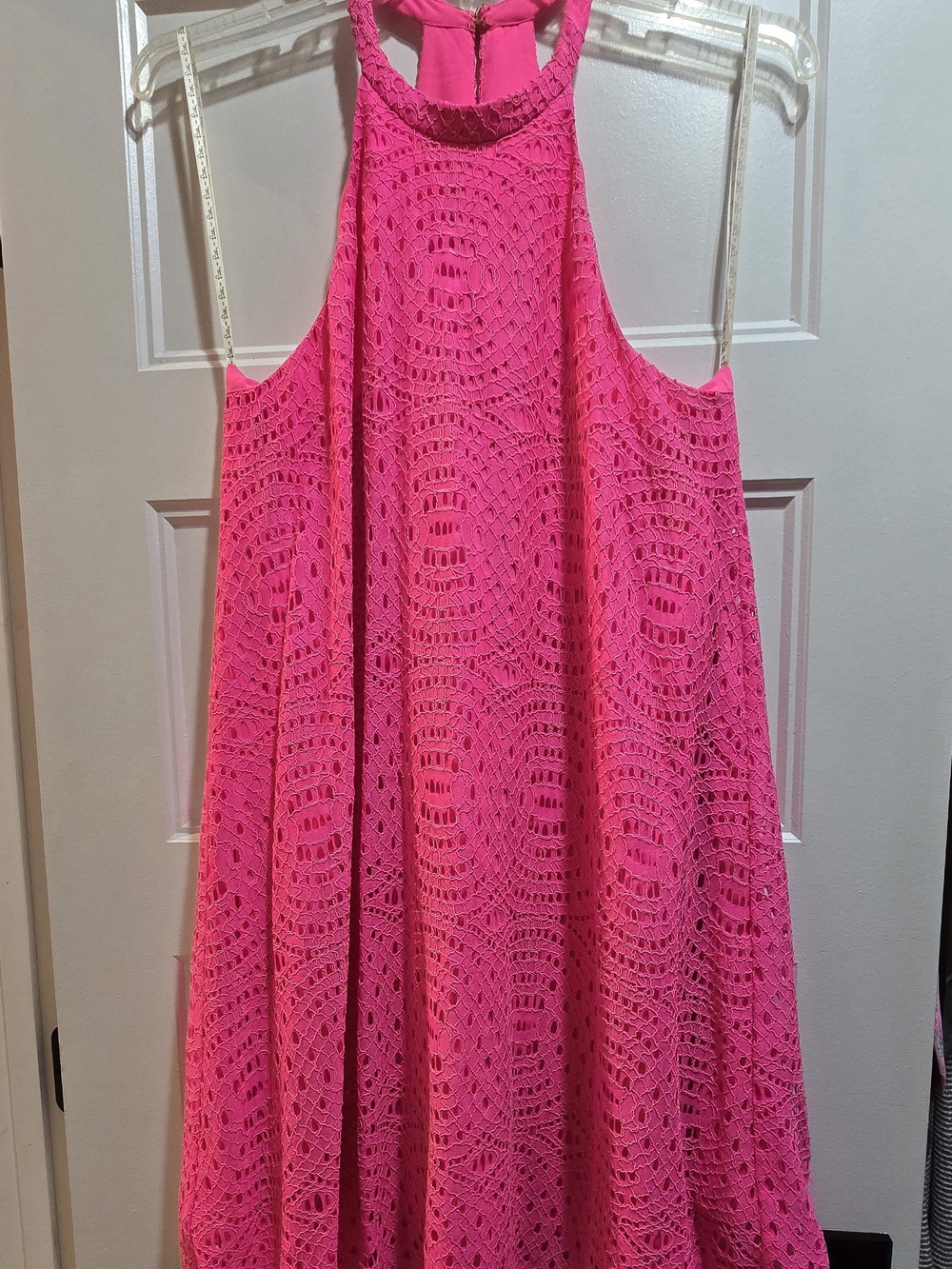 Lilly Pulitzer Bright Hot Pink Crochet Tank Dress Size L